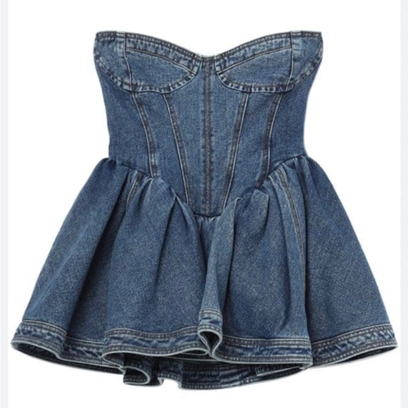 Denim strapless top nwot - Picture 2 of 5